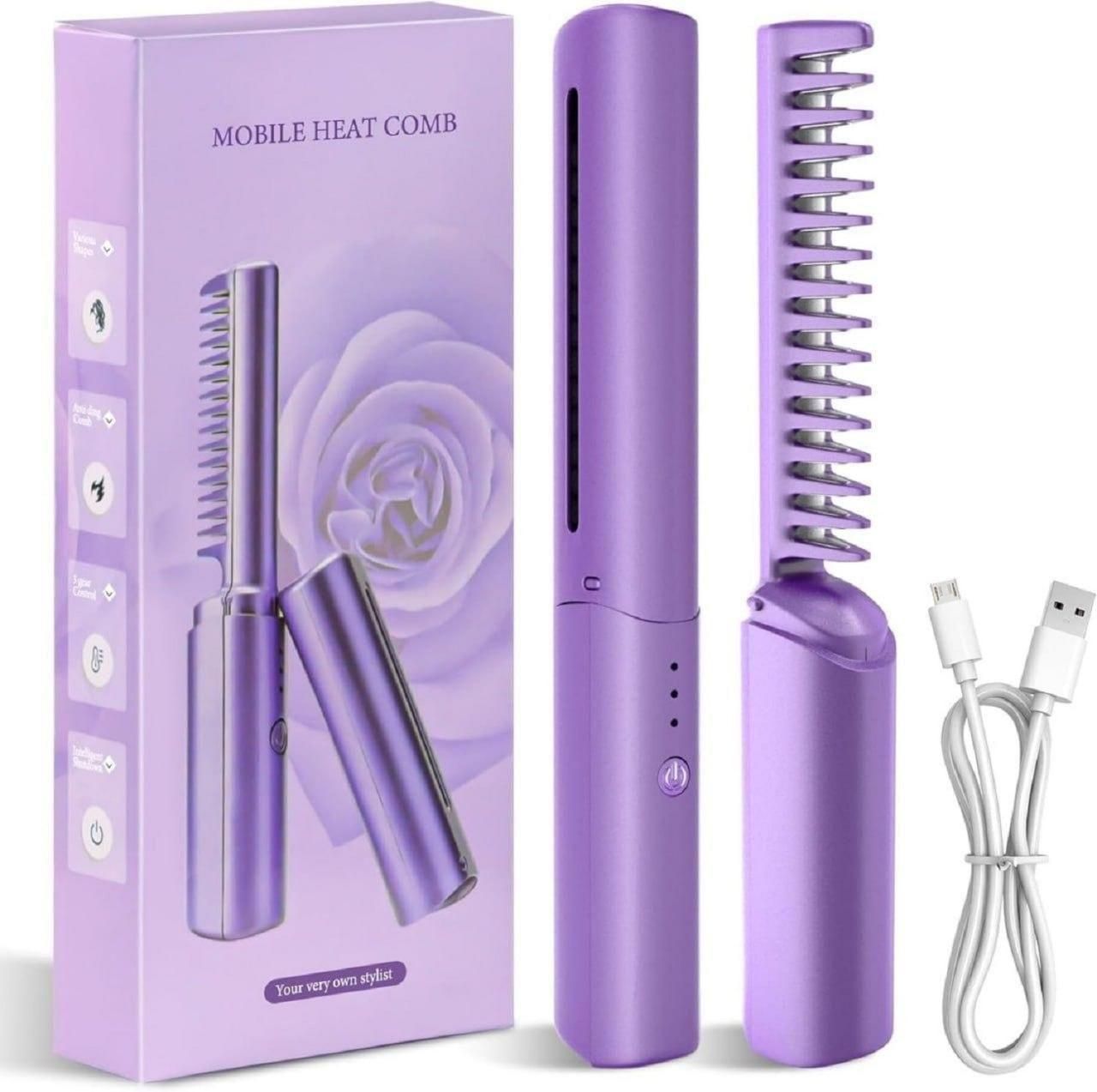 Portable Electric Hair Straightening Comb – Rechargeable Mini Hair Styler